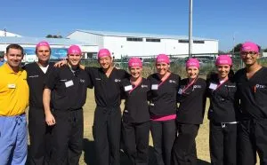 Posing outside community treatment event